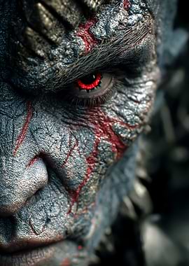 Demon with Red Eyes Close Up