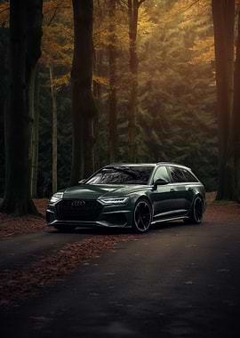 Green Audi RS6 in Forest