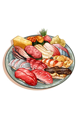 Sushi platter illustration