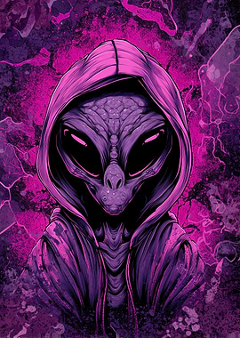 Alien in Hoodie - Purple Illustration