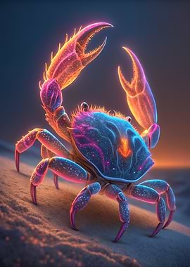 Neon Crab on the Beach