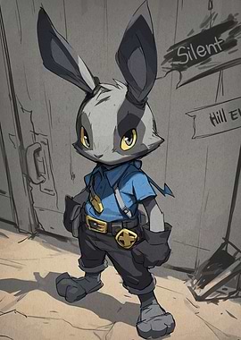 Cartoon Rabbit Police Officer Illustration