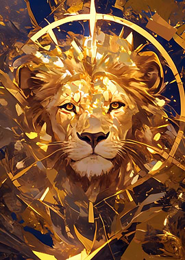 Golden Lion Abstract Portrait