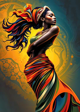 Elegant African Woman in Colorful Dress