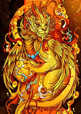 Golden Qilin Digital Art