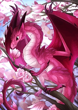 Pink Dragon with Cherry Blossoms