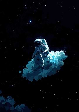 Astronaut on Cloud in Space