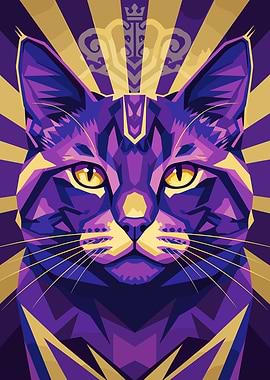 Purple and Gold Cat Portrait