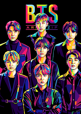 BTS Group Portrait Pop Art