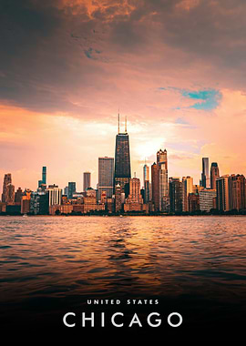 Chicago Skyline at Sunset