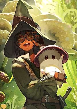 Mushroom Witch with Mushroom Friend