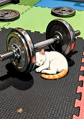 Cat Nap Under Dumbbell