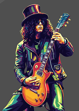 Slash Guitarist Pop Art Portrait