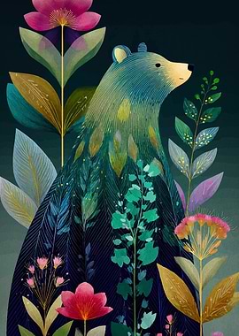 Floral Bear Illustration