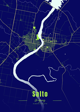 Salto, Uruguay Map Art
