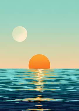 Minimalist Ocean Sunset