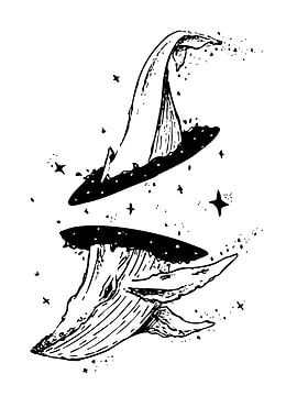 Whale and Witch Hat Illustration