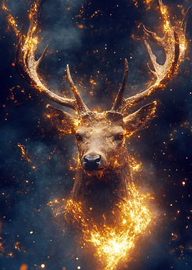 Fiery Deer in Cosmic Space