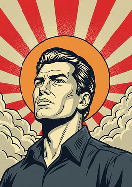 Man with Rising Sun Background