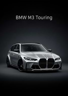 BMW M3 Touring Silver Car poster