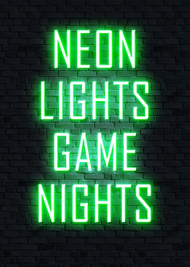 Neon Lights Game Nights Sign, gaming quotes
