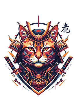 Samurai Cat Warrior Digital Art