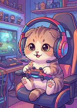 Cute Cat Gamer