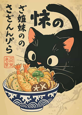 Black Cat and Tempura Bowl
