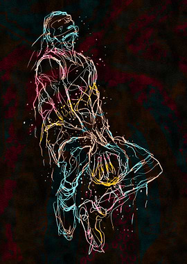 Abstract Basketball Player Line Art