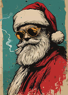 Cool Santa Claus with Sunglasses Graffiti