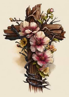 Floral Christian Cross
