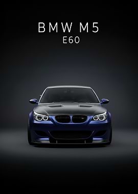 blue BMW M5 E60 Front poster