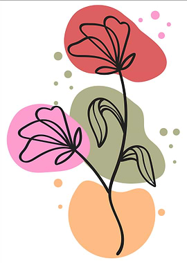 Abstract Floral Line Art Illustration