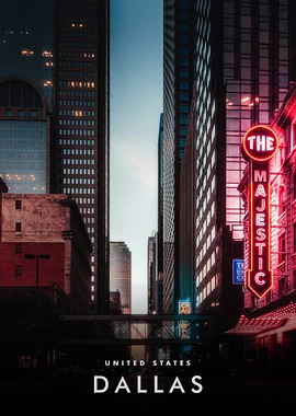 Dallas Cityscape with Majestic Theater