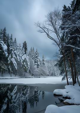 Winter Lake Scene