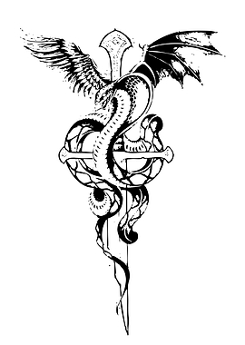Dragon and Snake on Sword