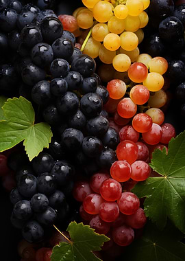 Assorted Grapes with Leaves