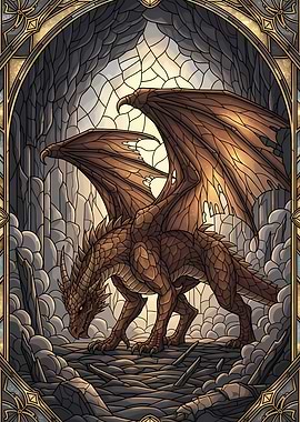 Stained Glass Dragon Illustration