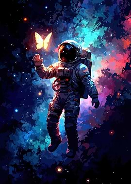 Astronaut and Butterfly in Space