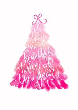 Pink Christmas Tree with Text