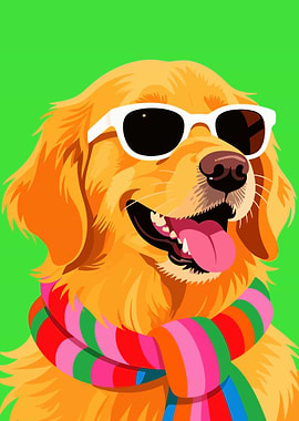 Cool Golden Retriever with Scarf