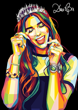 Dua Lipa Colorful Pop Art Portrait