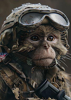 Monkey Pilot Portrait