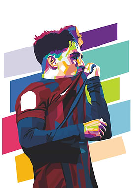 Colorful Soccer Player Pop Art Portrait