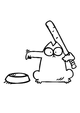 cat asks for food with Baseball Bat