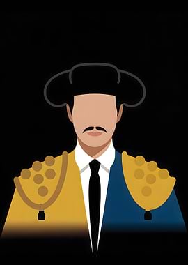 Minimalist Matador Illustration on Black Background