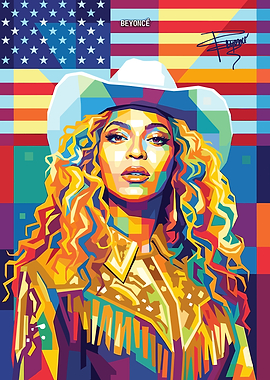 Beyonce Pop Art American Flag