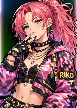 Anime Girl with Pink Hair and Jacket (Liko Riko)