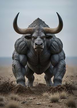 Muscular Bull Creature in Field