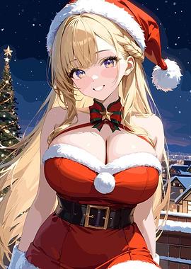 Anime Girl in Santa Outfit